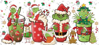 UV DTF 16 oz Libbey Cup Christmas Grinch V1 | DTF Dallas - DTF Dallas 