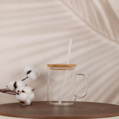 16 oz Premium Glass Mug with Bamboo Lid - DTF Dallas 