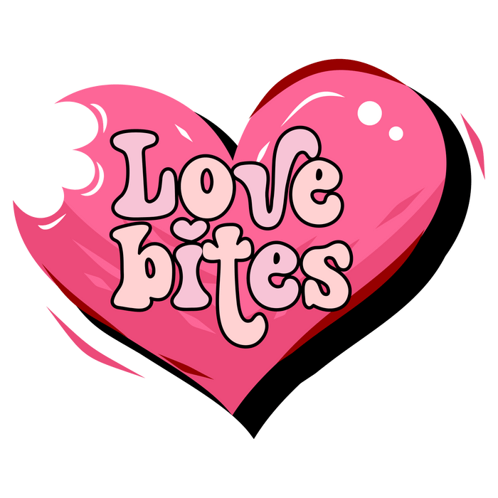 Love Bites Valentine's Day Design pressed on a garment