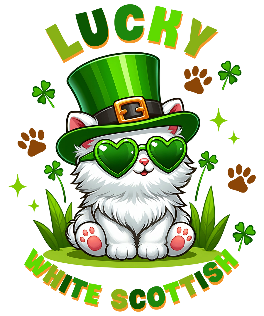 Cute Scottish Cat Saint Patrick's Day Design | DTF Dallas