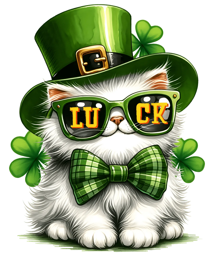 St. Patrick's Day Cool Lucky Cat Design pressed on a garment