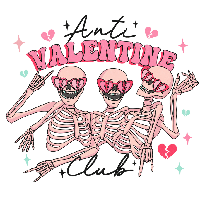 Anti Valentine Club Design pressed on a garment