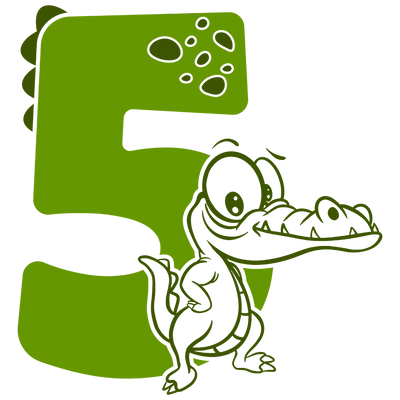 Dinosaur Number 5 Design - DTF Ready To Press - DTF Dallas 