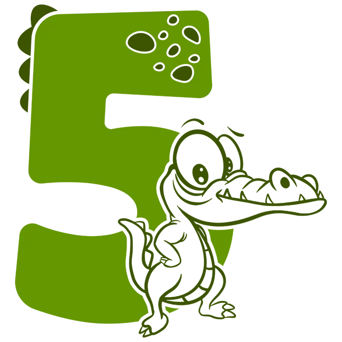 Dinosaur Number 5 Design pressed on a garment