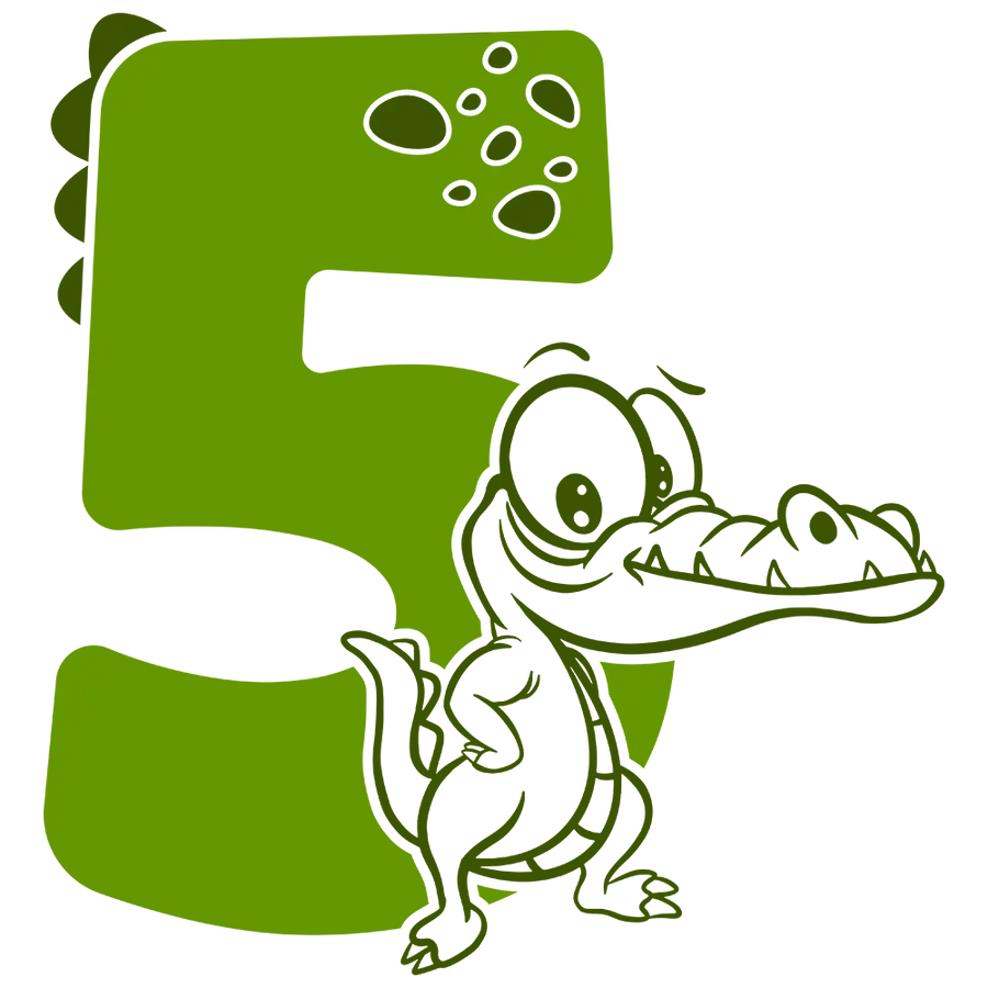 Dinosaur Number 5 Design - DTF Ready To Press