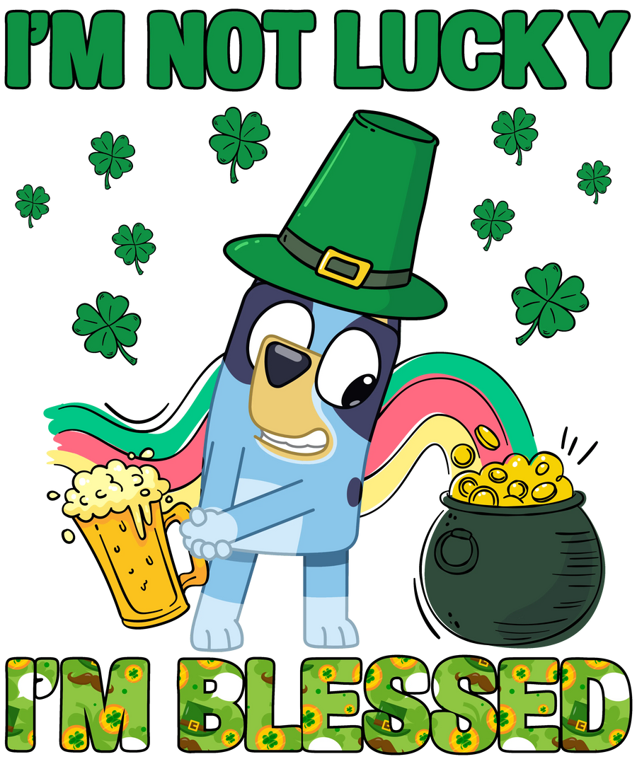 Funny Bluey St Pattys Day Design - DTF Ready To Press
