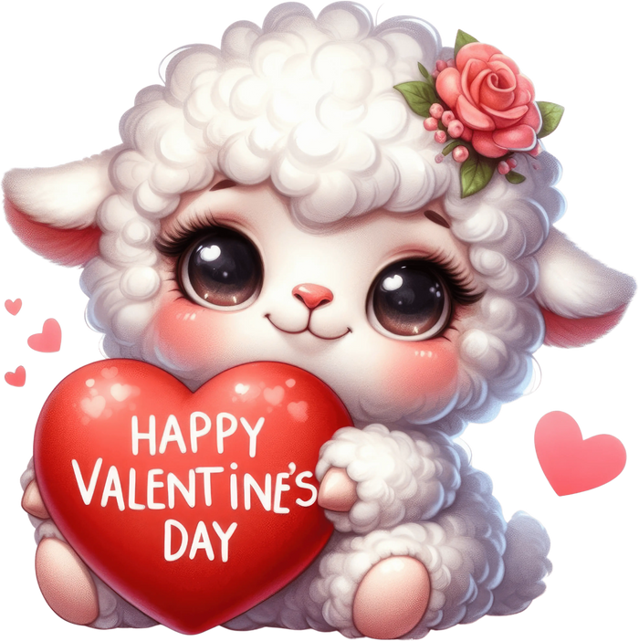 Happy Valentine's Day Sheep Design pressed on a garment
