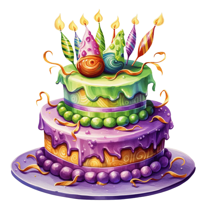 Mardi Gras Cake Design pressed on a garment