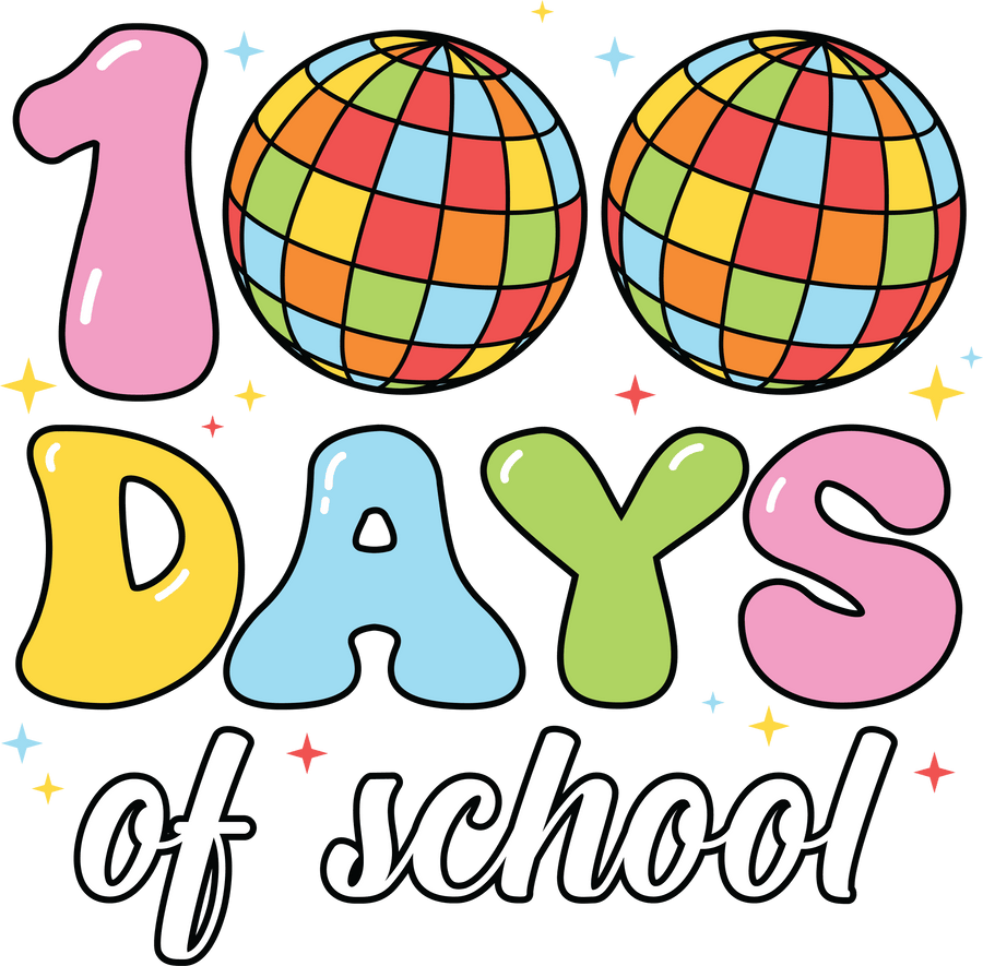 100 Days of School Party Disco Ball Design | DTF Dallas
