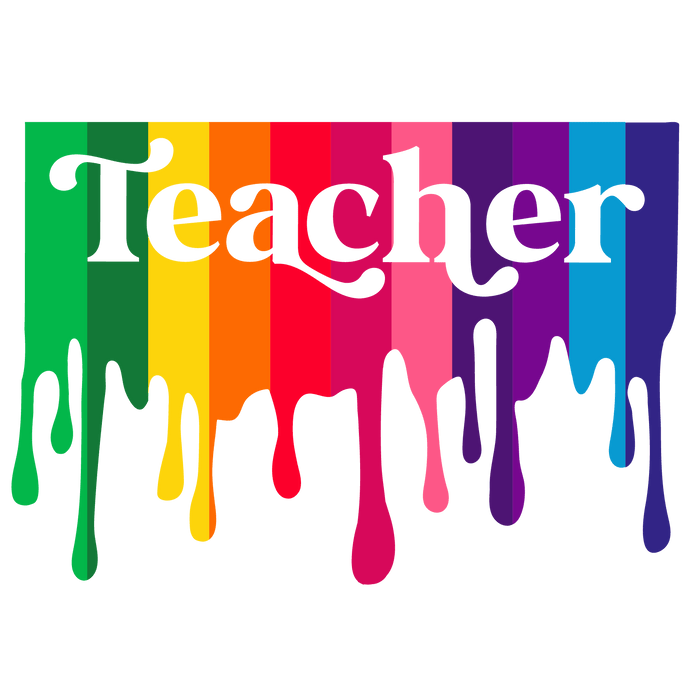 Rainbow Teacher Design pressed on a garment