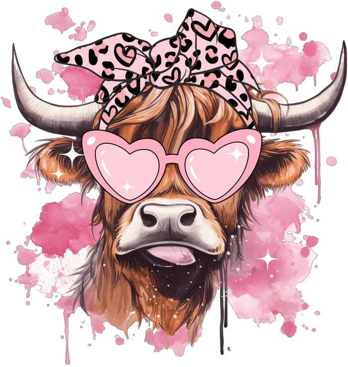 Farm Life Valentine's Day Cow Design pressed on a garment