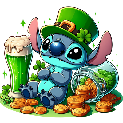 Disney Stitch St Patty's Design - DTF Ready To Press - DTF Dallas 