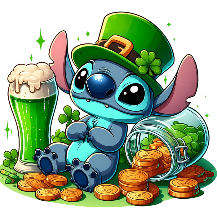 Disney Stitch St Patty's Design pressed on a garment