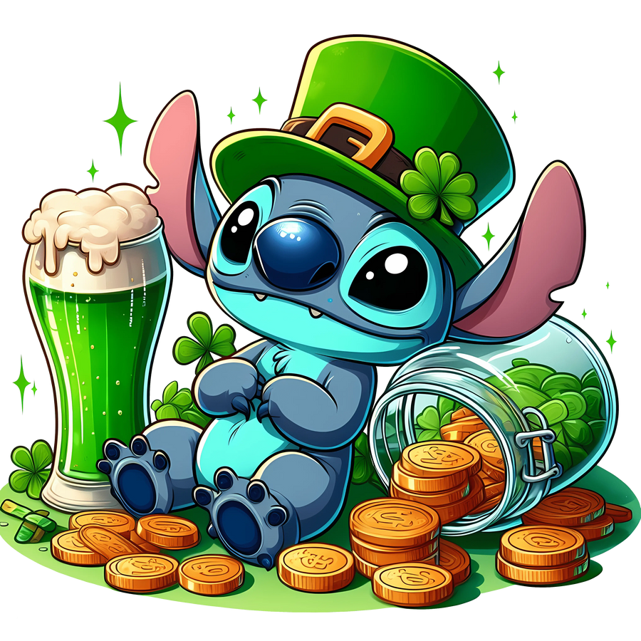 Disney Stitch St Patty's Design - DTF Ready To Press