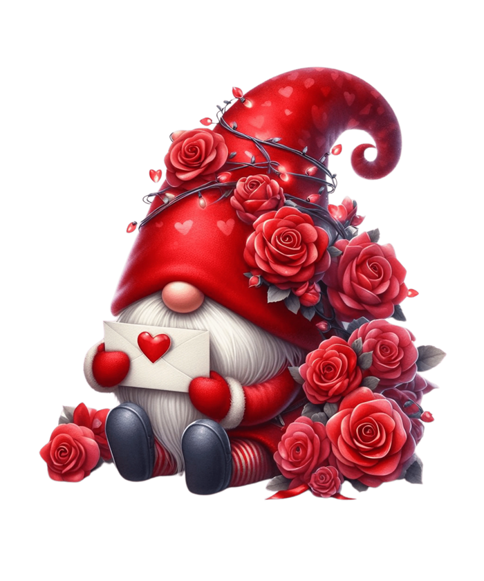 All Rose for You Gnome Valentine's Day Design pressed on a garment