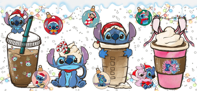 UV DTF 16 Oz Libbey Glass Cup Wrap - Lilo And Stitch - DTF Dallas 