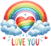 Love You Rainbow Valentine's Day Design - DTF Ready To Press