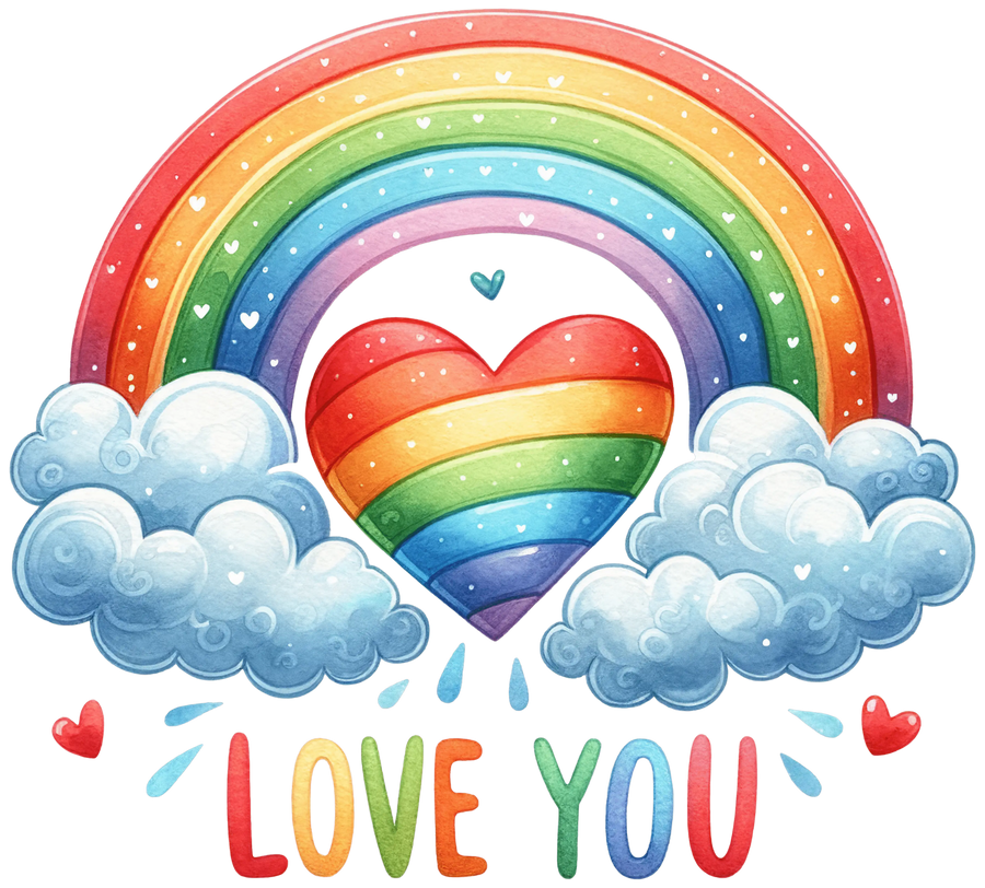 Love You Rainbow Valentine's Day Design | DTF Dallas