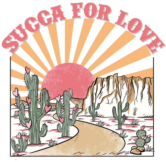 Succa for Love Valentine's Day West Design pressed on a garment