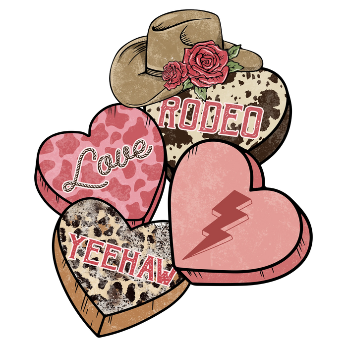 Love Rodeo Yeehaw Valentine's Day Cowboy Design pressed on a garment
