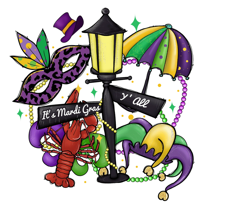 It's Mardi Gras Y'all Design DTF-Ready to Press | DTF Dallas