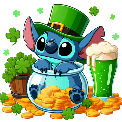 Disney Stitch - Green Beer Saint Patty's Design | DTF Dallas - DTF Dallas 