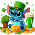 Disney Stitch Green Beer Saint Patty's Design - DTF Ready To Press