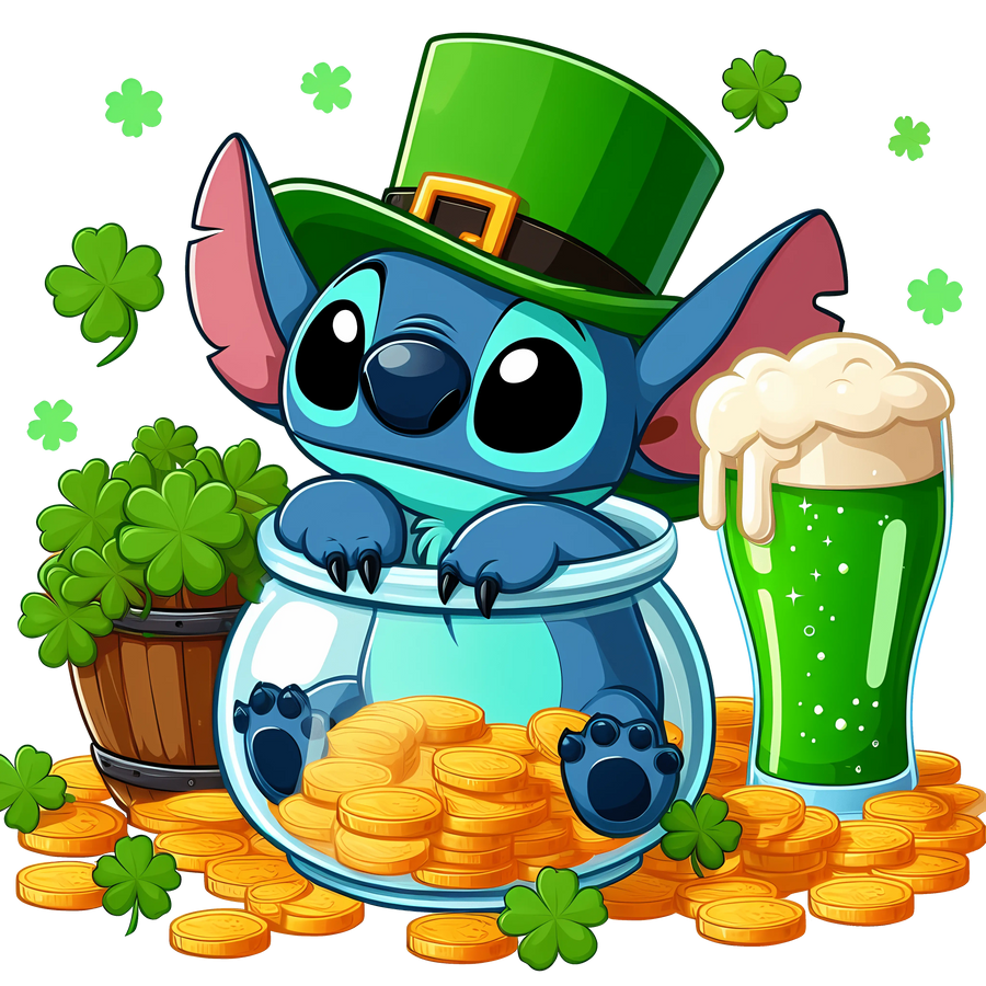 Disney Stitch - Green Beer Saint Patty's Design | DTF Dallas