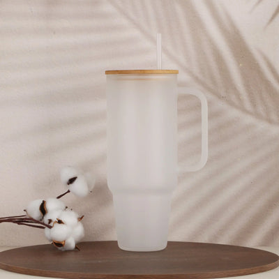 40 oz Premium Glass Tumbler with Bamboo Lid - DTF Dallas 
