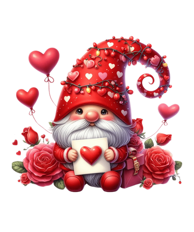 Gnome and Roses Valentine's Day Heart Design | DTF Dallas - DTF Dallas 