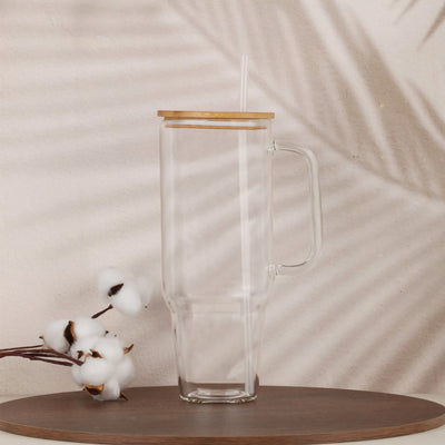 40 oz Premium Glass Tumbler with Bamboo Lid - DTF Dallas 