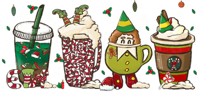 UV DTF 16 Oz Libbey Glass Cup Wrap - Christmas Elf - DTF Dallas 