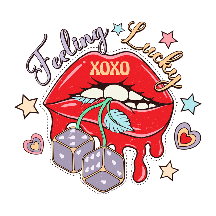 Feeling Lucky XOXO Valentine's Day Design pressed on a garment