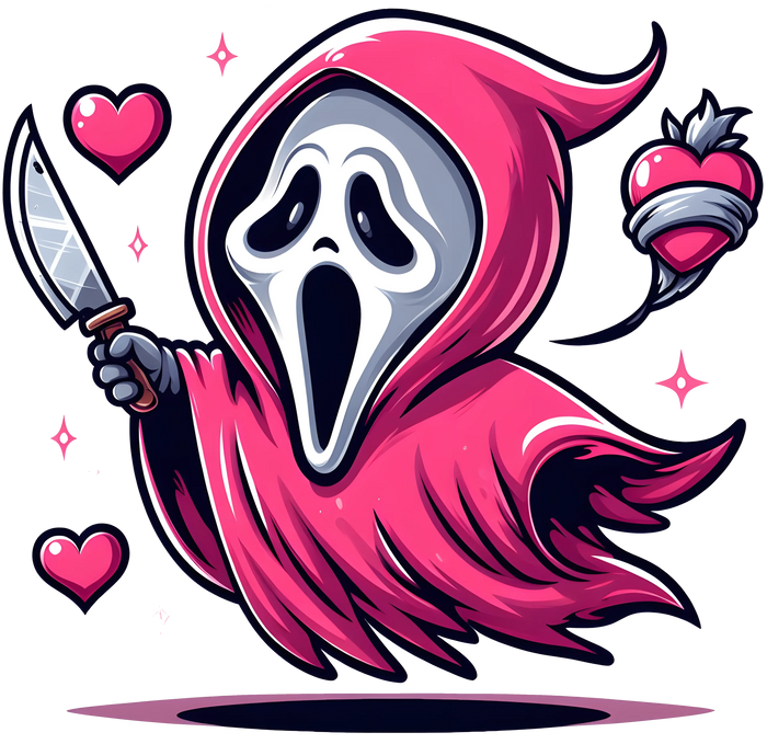 Ghostface Couple Heart Design pressed on a garment