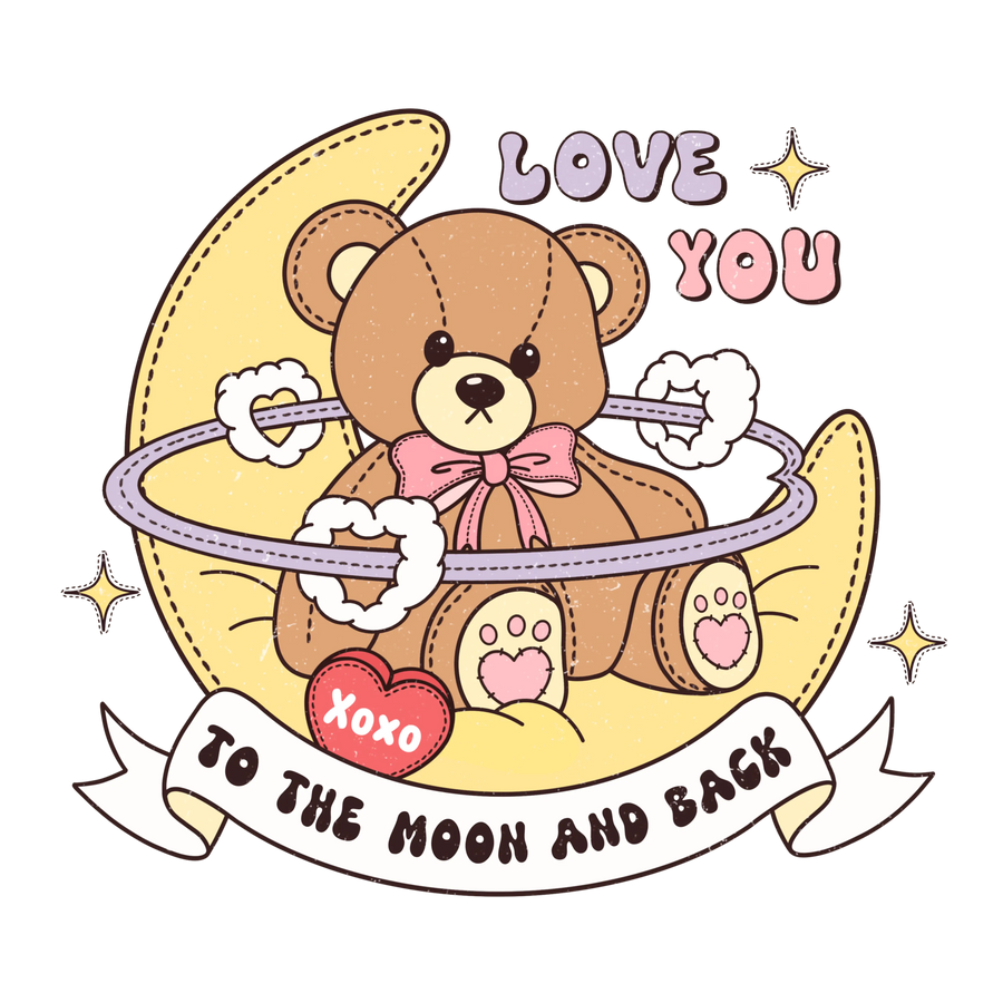 Love You to the Moon - Back Valentine's Design | DTF Dallas