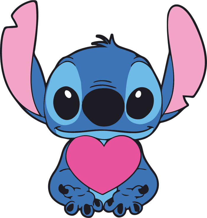 Lilo and Stitch Valentine's Day Heart Design pressed on a garment