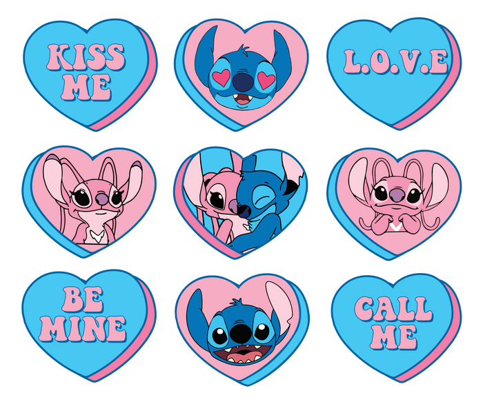 Stitch Valentine's Day Call Me Couple Design pressed on a garment