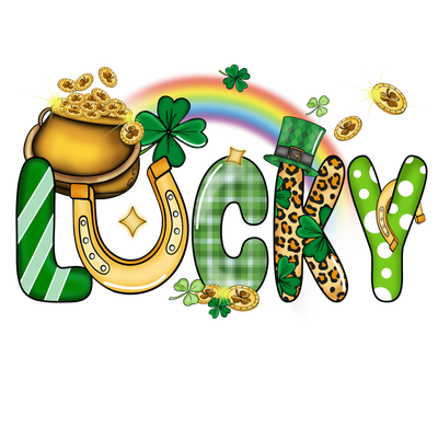 Lucky - Saint Patrick's Day Rainbow Gold Design | DTF Dallas - DTF Dallas 