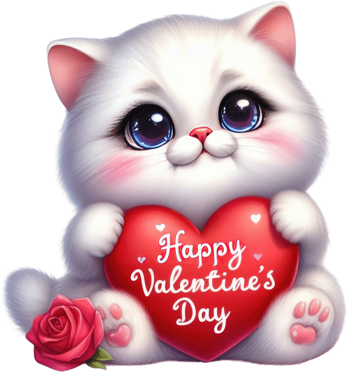 Happy Valentine's Day Cat Design pressed on a garment