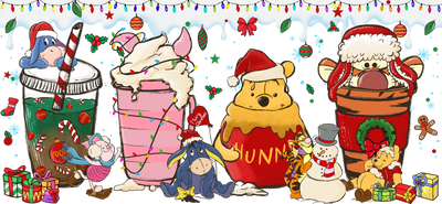 UV DTF 16 oz Libbey Glass Cup Winnie the Pooh | DTF Dallas - DTF Dallas 