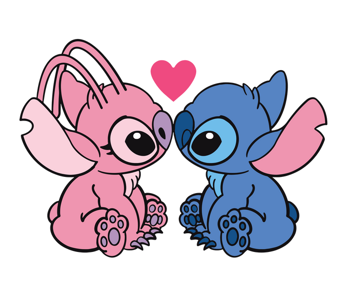 Lilo and Stitch XOXO Valentine Design Copy pressed on a garment