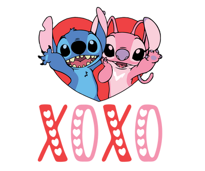 Lilo and Stitch XOXO Valentine Design | DTF Dallas - DTF Dallas 