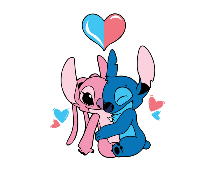 Disney Lilo and Stitch Valentine Design pressed on a garment