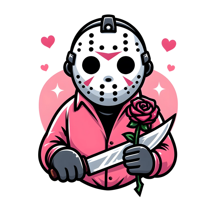 Jason Voorhees Couple Rose Design pressed on a garment