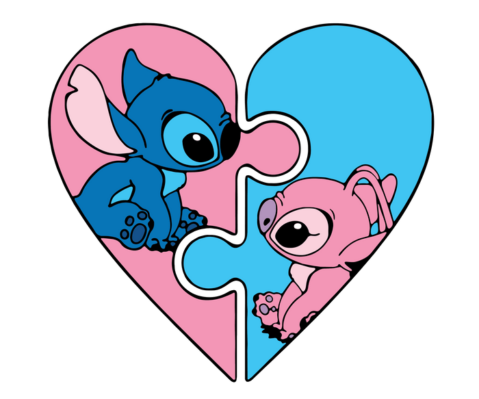 Disney Lilo and Stitch Couple Design pressed on a garment