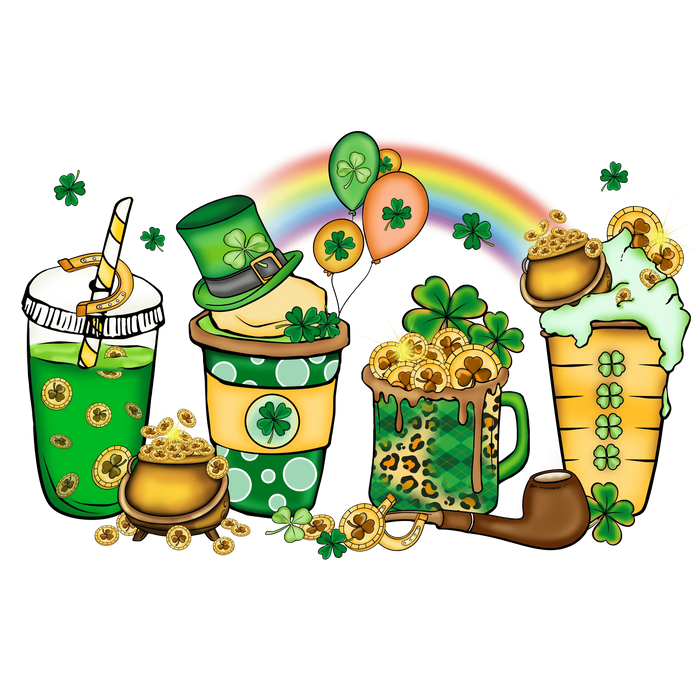 Saint Patrick's Day Drinks Design pressed on a garment
