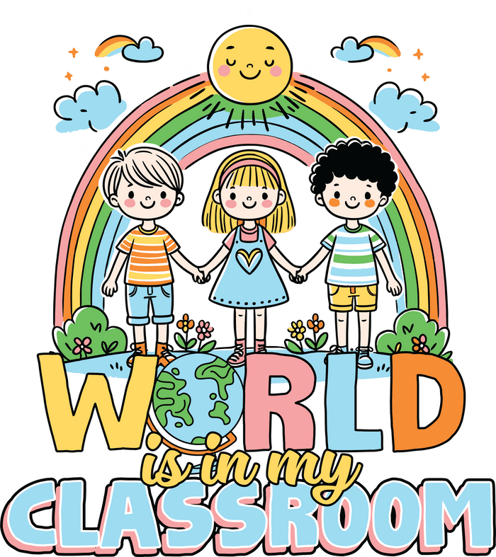 World Is My Classroom Design pressed on a garment