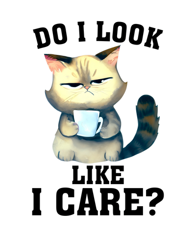 Do I Look Like I Care Cat Design - DTF Ready To Press - DTF Dallas 