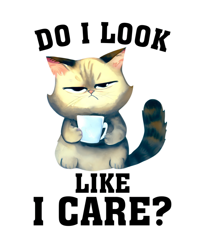 Do I Look Like I Care Cat Design pressed on a garment