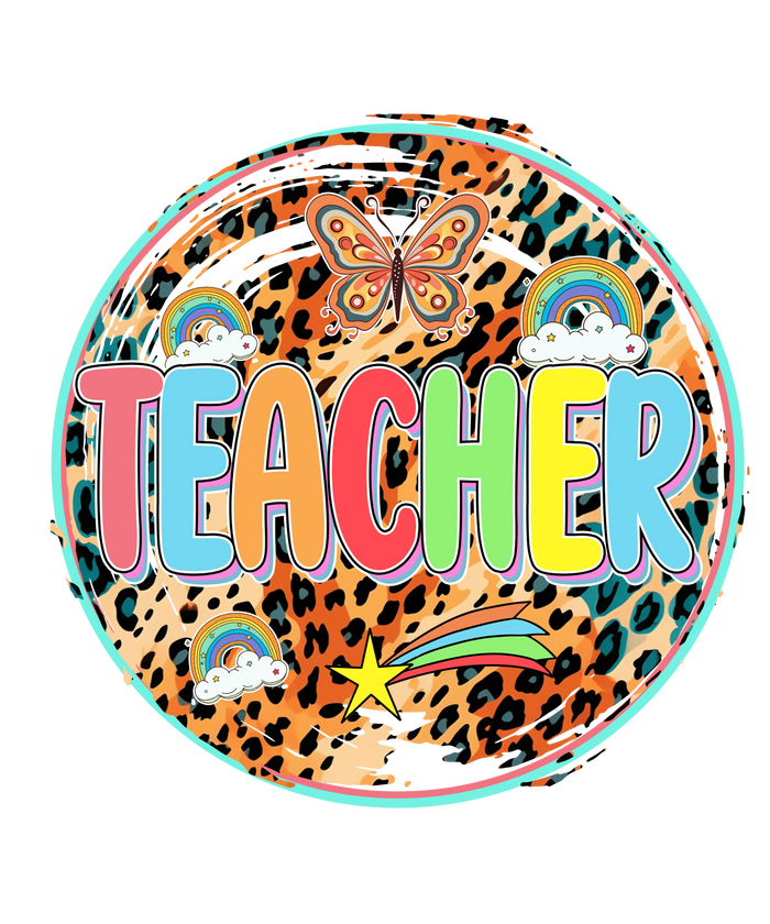 Colorful Teacher Design pressed on a garment